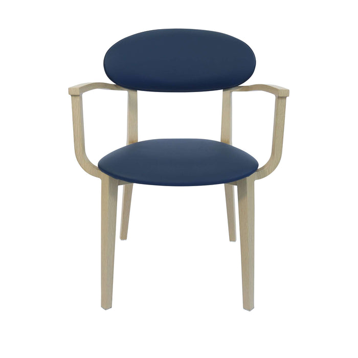 Durafurn Atlanta Armchair - Narrow Backrest - Oak Frame/Navy Vinyl Seat & Backrest