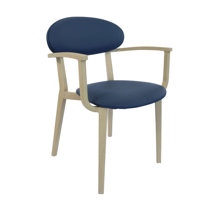 Durafurn Atlanta Armchair - Narrow Backrest - Oak Frame/Navy Vinyl Seat & Backrest