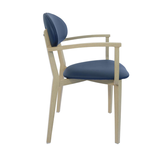 Durafurn Atlanta Armchair - Narrow Backrest - Oak Frame/Navy Vinyl Seat & Backrest