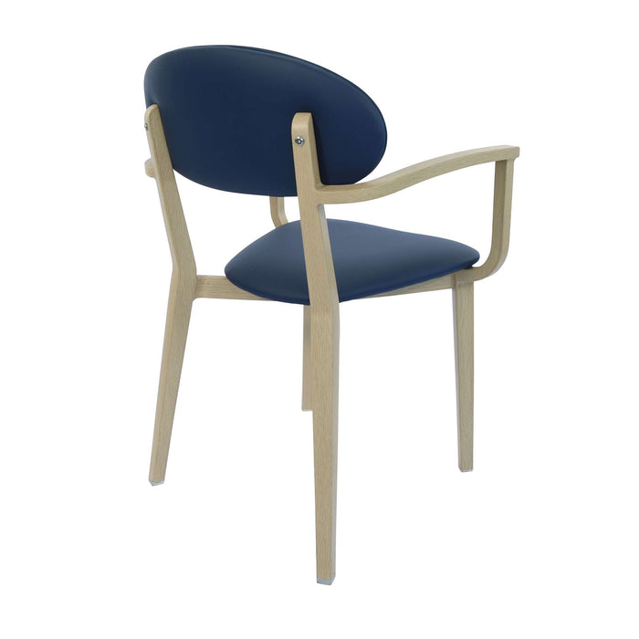 Durafurn Atlanta Armchair - Narrow Backrest - Oak Frame/Navy Vinyl Seat & Backrest