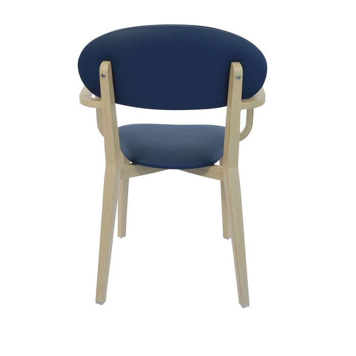 Durafurn Atlanta Armchair - Narrow Backrest - Oak Frame/Navy Vinyl Seat & Backrest