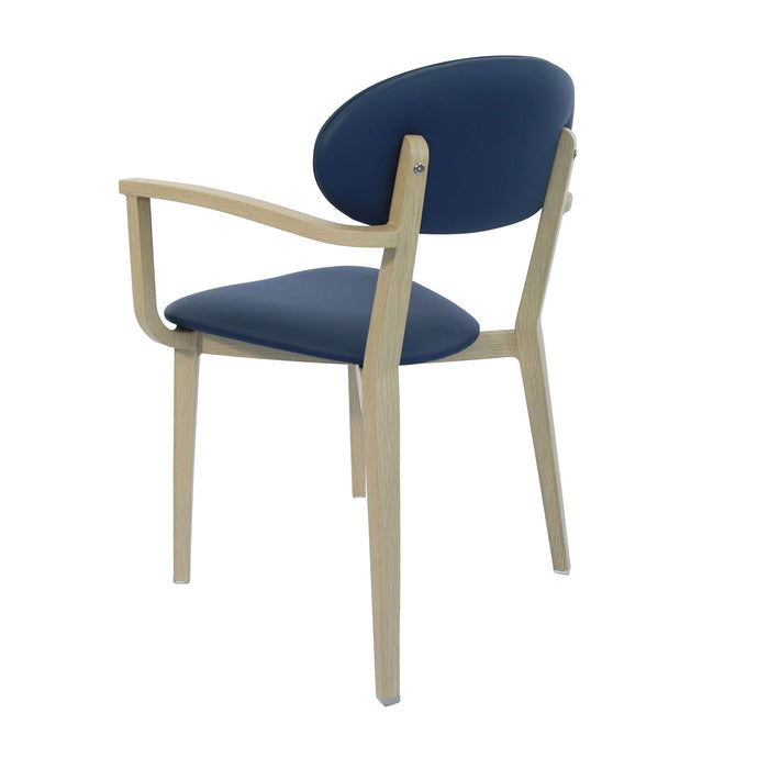 Durafurn Atlanta Armchair - Narrow Backrest - Oak Frame/Navy Vinyl Seat & Backrest
