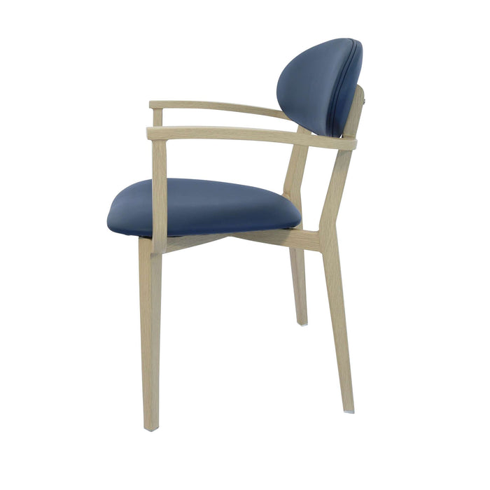 Durafurn Atlanta Armchair - Narrow Backrest - Oak Frame/Navy Vinyl Seat & Backrest
