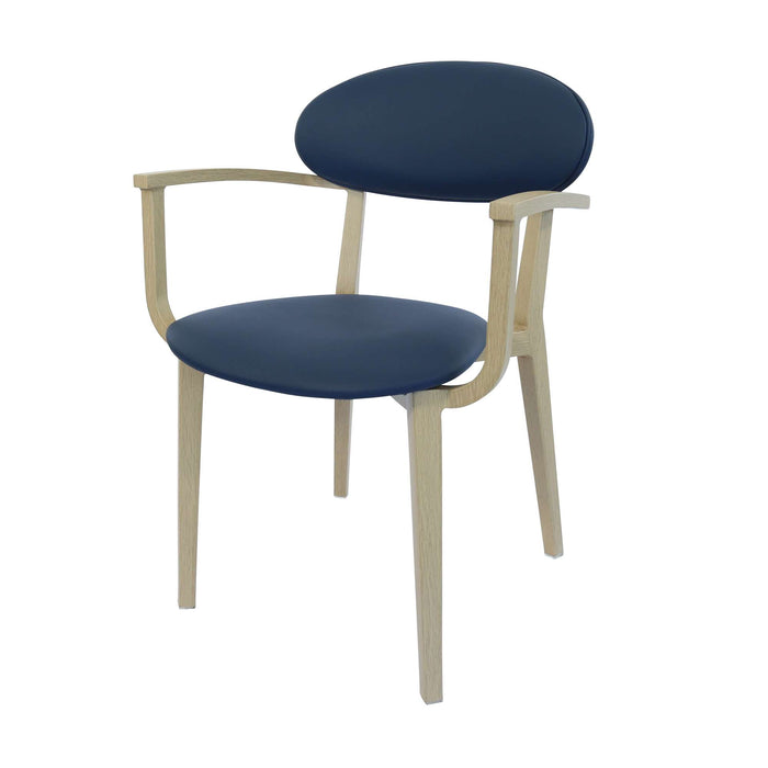 Durafurn Atlanta Armchair - Narrow Backrest - Oak Frame/Navy Vinyl Seat & Backrest
