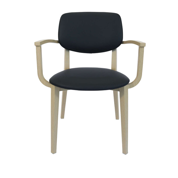 Durafurn Atlanta Armchair - large Backrest - Oak Frame/Black Vinyl Seat & Backrest