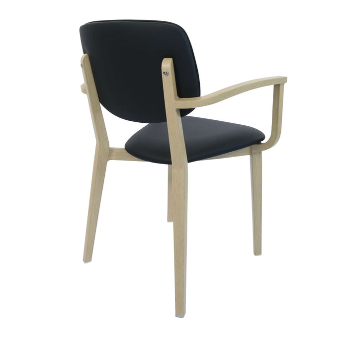 Durafurn Atlanta Armchair - large Backrest - Oak Frame/Black Vinyl Seat & Backrest