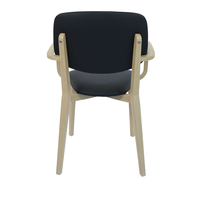 Durafurn Atlanta Armchair - large Backrest - Oak Frame/Black Vinyl Seat & Backrest