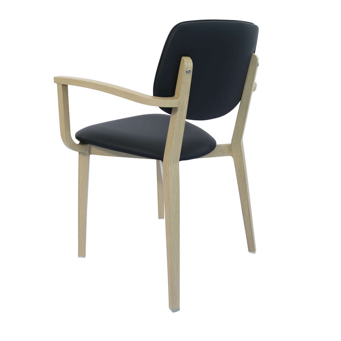 Durafurn Atlanta Armchair - large Backrest - Oak Frame/Black Vinyl Seat & Backrest