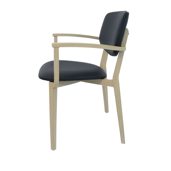 Durafurn Atlanta Armchair - large Backrest - Oak Frame/Black Vinyl Seat & Backrest