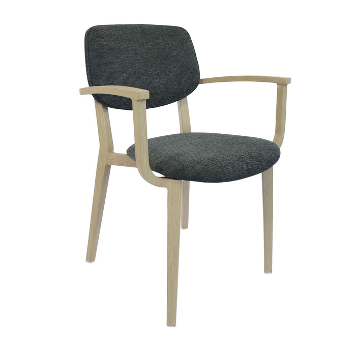 Durafurn Atlanta Armchair - large Backrest - Oak Frame/Dark Grey Fabric Seat & Backrest