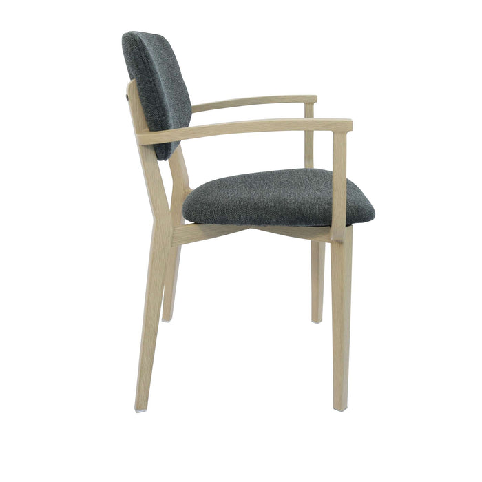 Durafurn Atlanta Armchair - large Backrest - Oak Frame/Dark Grey Fabric Seat & Backrest