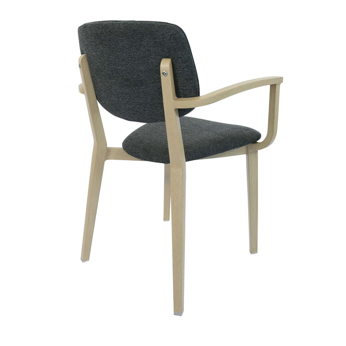 Durafurn Atlanta Armchair - large Backrest - Oak Frame/Dark Grey Fabric Seat & Backrest