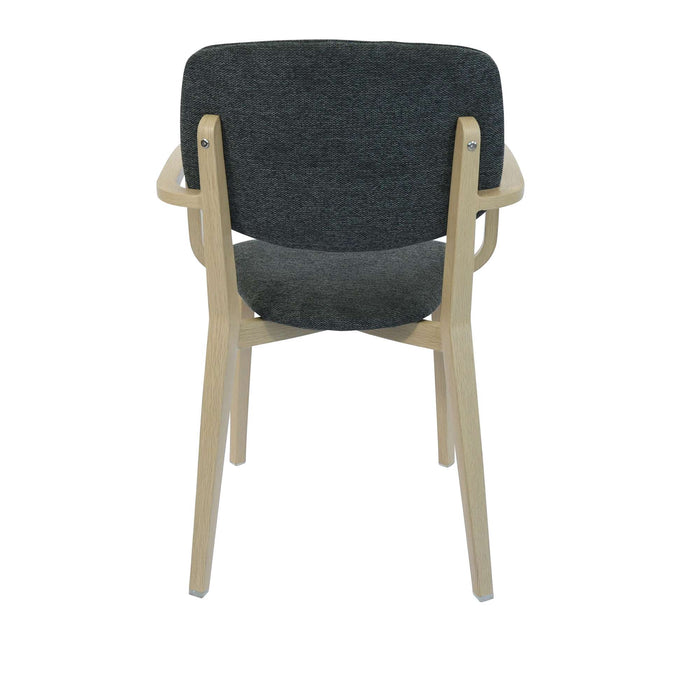 Durafurn Atlanta Armchair - large Backrest - Oak Frame/Dark Grey Fabric Seat & Backrest