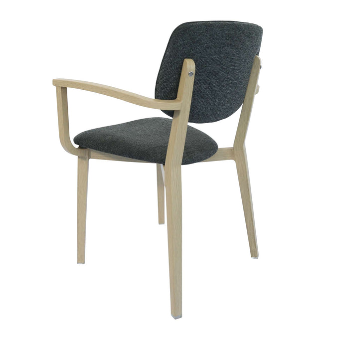 Durafurn Atlanta Armchair - large Backrest - Oak Frame/Dark Grey Fabric Seat & Backrest