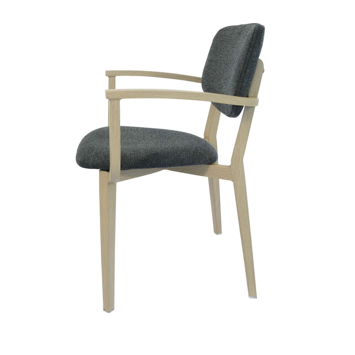 Durafurn Atlanta Armchair - large Backrest - Oak Frame/Dark Grey Fabric Seat & Backrest