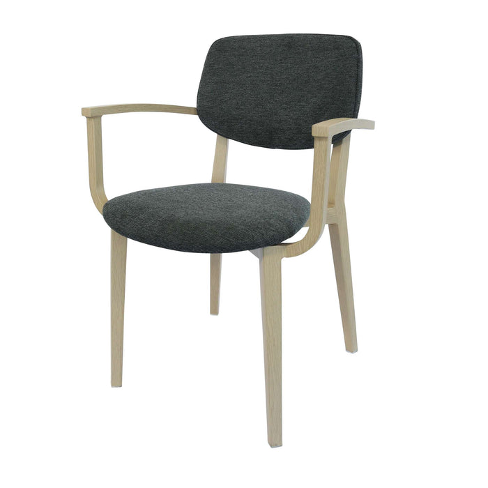 Durafurn Atlanta Armchair - large Backrest - Oak Frame/Dark Grey Fabric Seat & Backrest