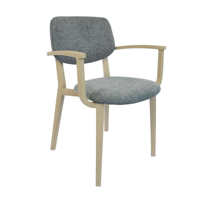 Durafurn Atlanta Armchair - large Backrest - Oak Frame/ Grey Fabric Seat & Backrest
