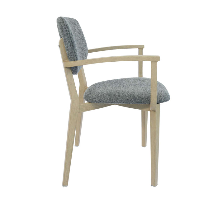 Durafurn Atlanta Armchair - large Backrest - Oak Frame/ Grey Fabric Seat & Backrest