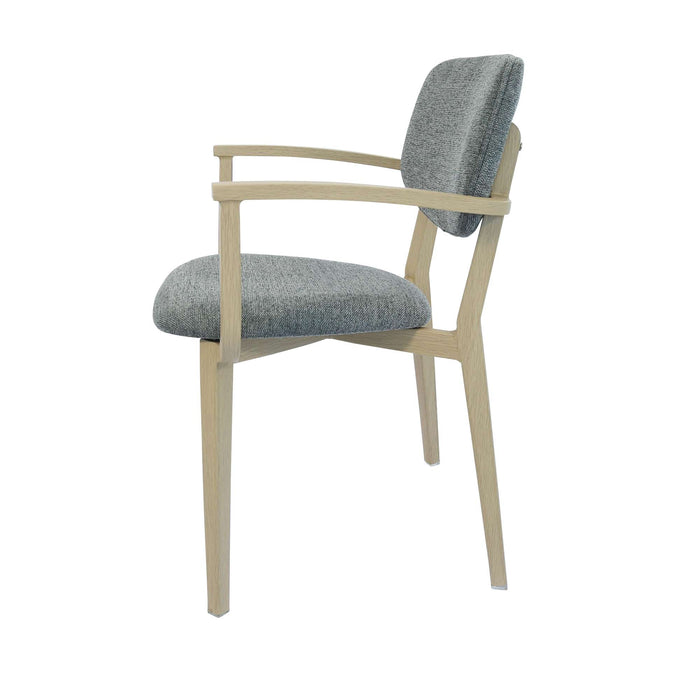 Durafurn Atlanta Armchair - large Backrest - Oak Frame/ Grey Fabric Seat & Backrest