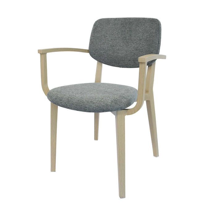 Durafurn Atlanta Armchair - large Backrest - Oak Frame/ Grey Fabric Seat & Backrest