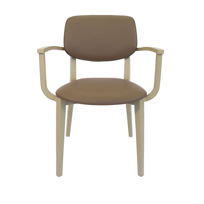 Durafurn Atlanta Armchair - large Backrest - Oak Frame/Taupe Vinyl Seat & Backrest