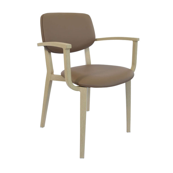 Durafurn Atlanta Armchair - large Backrest - Oak Frame/Taupe Vinyl Seat & Backrest