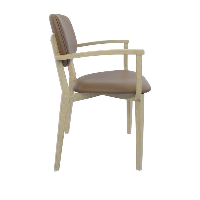 Durafurn Atlanta Armchair - large Backrest - Oak Frame/Taupe Vinyl Seat & Backrest