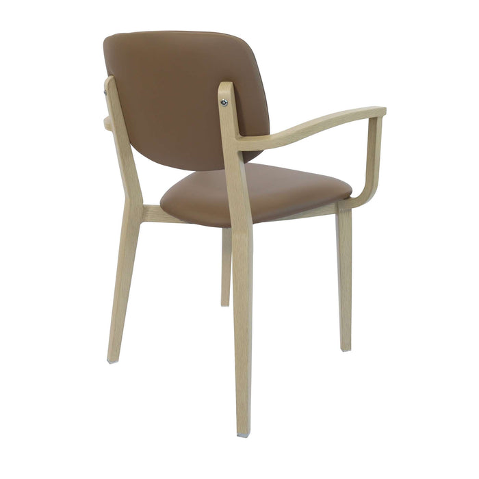 Durafurn Atlanta Armchair - large Backrest - Oak Frame/Taupe Vinyl Seat & Backrest