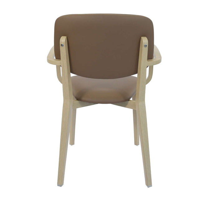 Durafurn Atlanta Armchair - large Backrest - Oak Frame/Taupe Vinyl Seat & Backrest