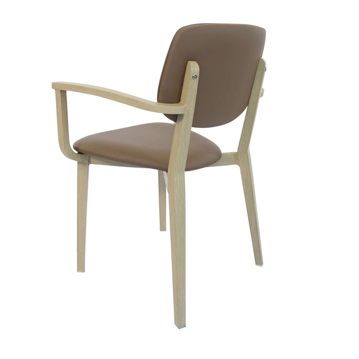 Durafurn Atlanta Armchair - large Backrest - Oak Frame/Taupe Vinyl Seat & Backrest