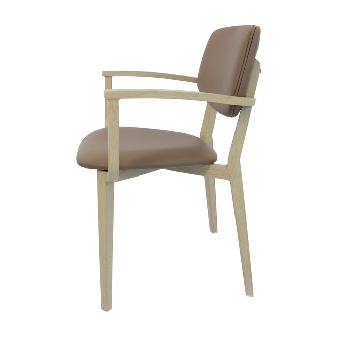 Durafurn Atlanta Armchair - large Backrest - Oak Frame/Taupe Vinyl Seat & Backrest