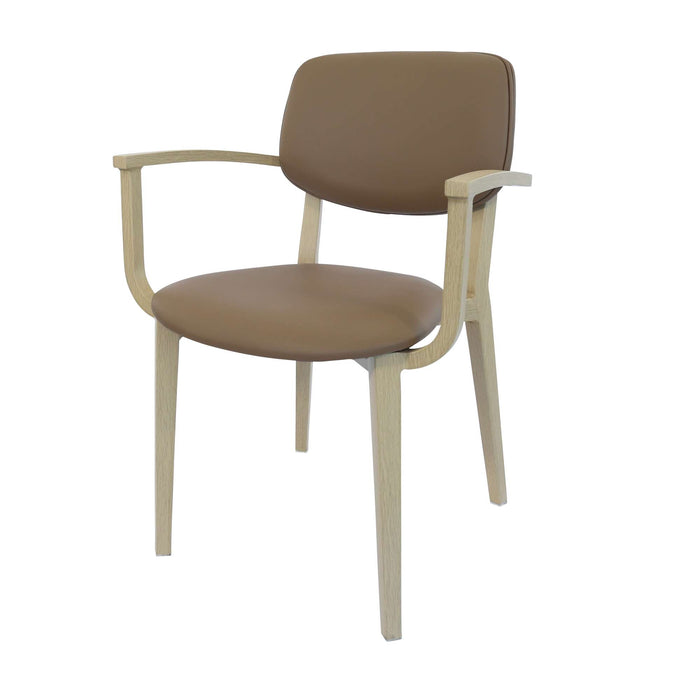 Durafurn Atlanta Armchair - large Backrest - Oak Frame/Taupe Vinyl Seat & Backrest