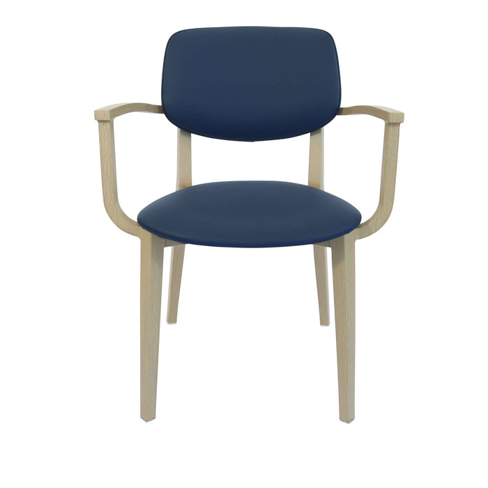 Durafurn Atlanta Armchair - large Backrest - Oak Frame/Navy Vinyl Seat & Backrest