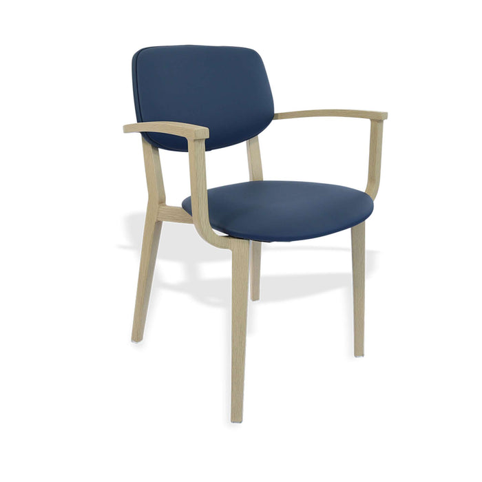 Durafurn Atlanta Armchair - large Backrest - Oak Frame/Navy Vinyl Seat & Backrest