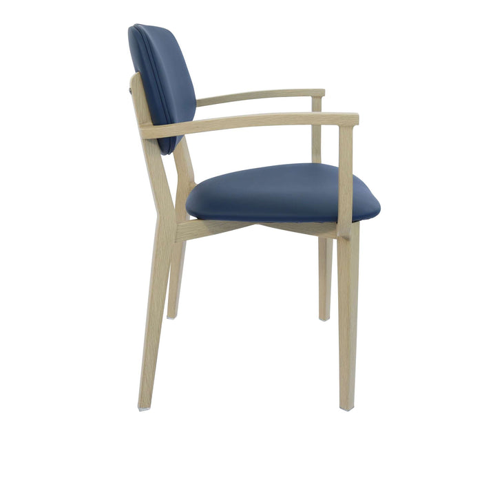 Durafurn Atlanta Armchair - large Backrest - Oak Frame/Navy Vinyl Seat & Backrest