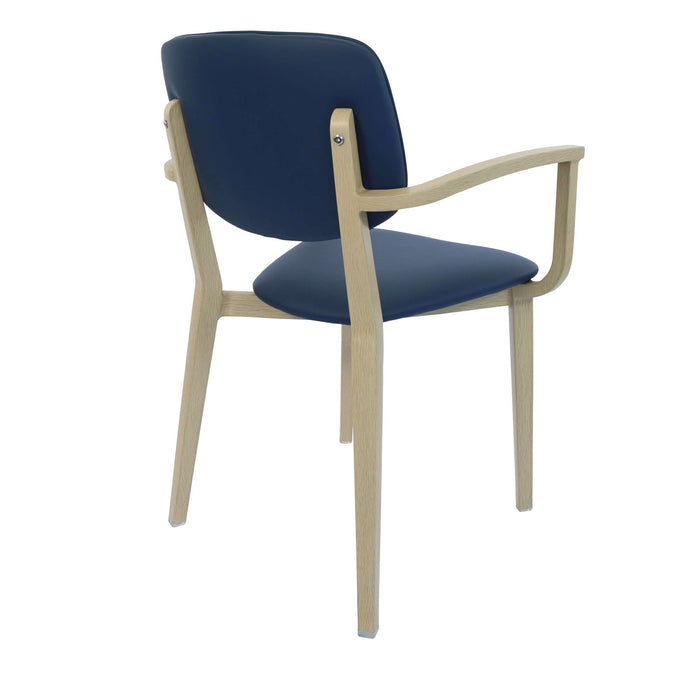 Durafurn Atlanta Armchair - large Backrest - Oak Frame/Navy Vinyl Seat & Backrest