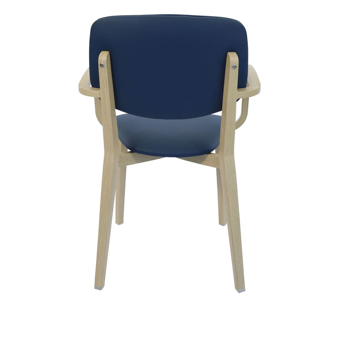 Durafurn Atlanta Armchair - large Backrest - Oak Frame/Navy Vinyl Seat & Backrest