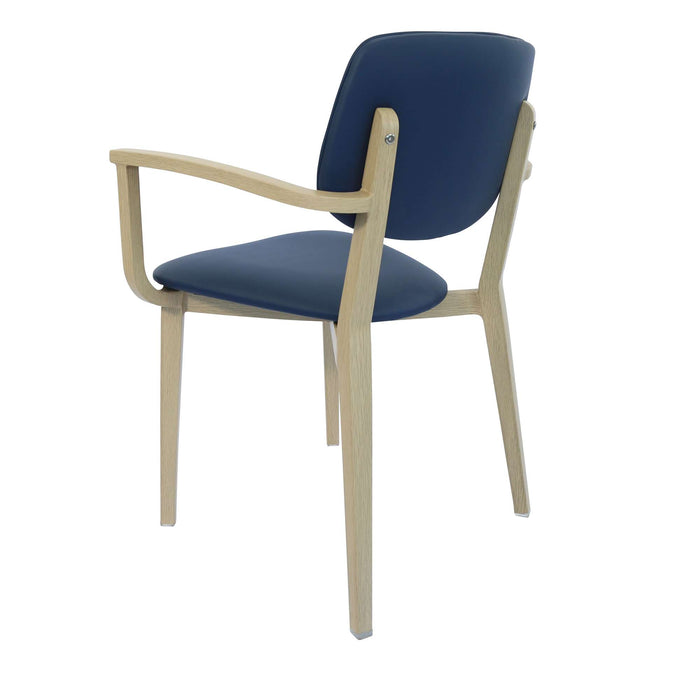 Durafurn Atlanta Armchair - large Backrest - Oak Frame/Navy Vinyl Seat & Backrest