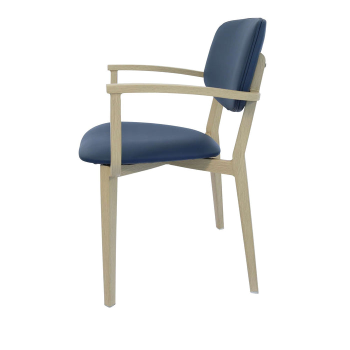 Durafurn Atlanta Armchair - large Backrest - Oak Frame/Navy Vinyl Seat & Backrest