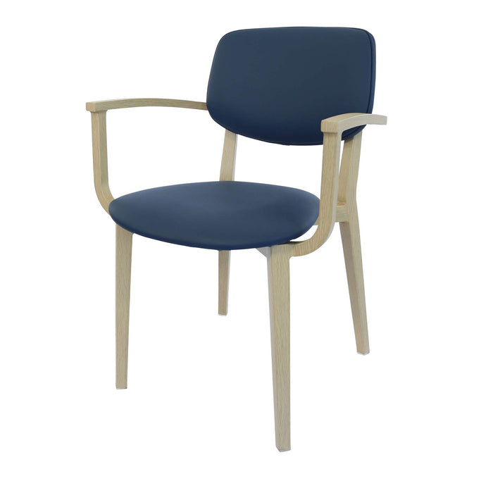 Durafurn Atlanta Armchair - large Backrest - Oak Frame/Navy Vinyl Seat & Backrest