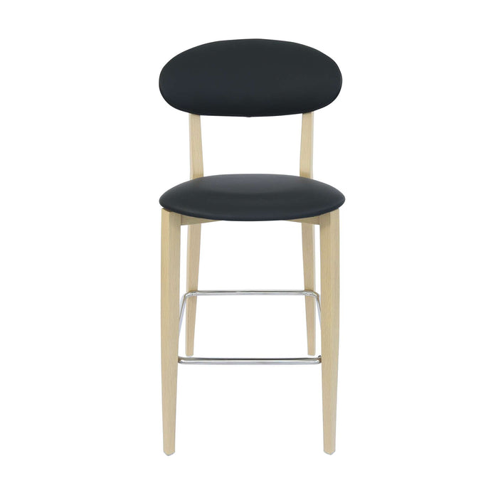 Durafurn Atlanta Barstool - Narrow Backrest - Oak Frame/Black Vinyl Seat & Backrest