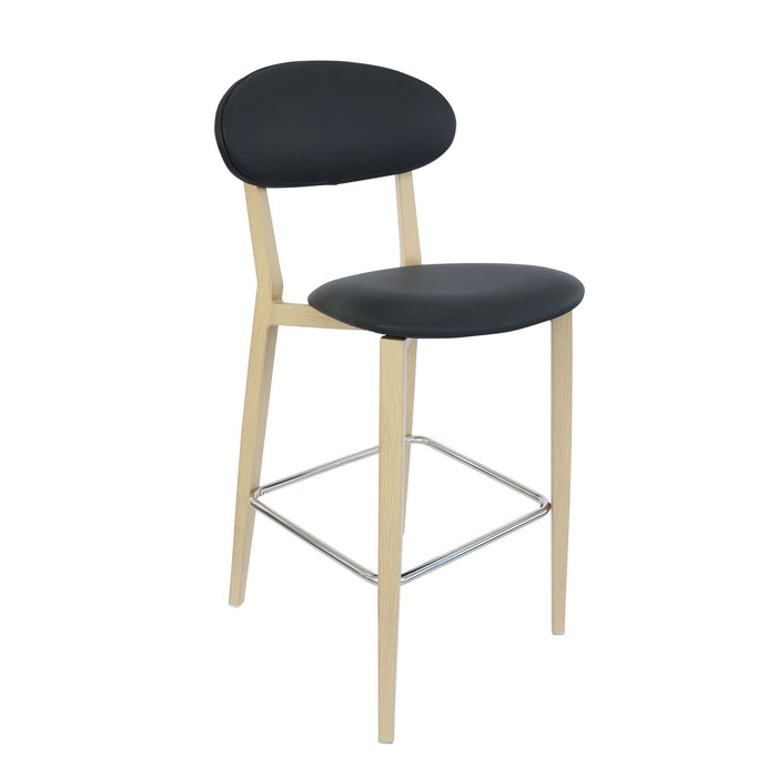 Durafurn Atlanta Barstool - Narrow Backrest - Oak Frame/Black Vinyl Seat & Backrest