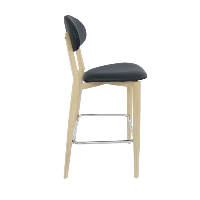 Durafurn Atlanta Barstool - Narrow Backrest - Oak Frame/Black Vinyl Seat & Backrest