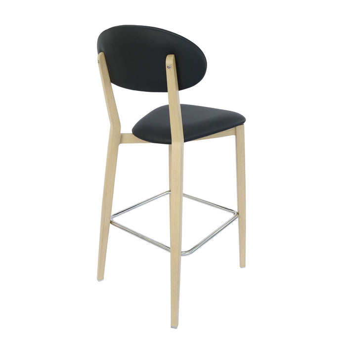 Durafurn Atlanta Barstool - Narrow Backrest - Oak Frame/Black Vinyl Seat & Backrest