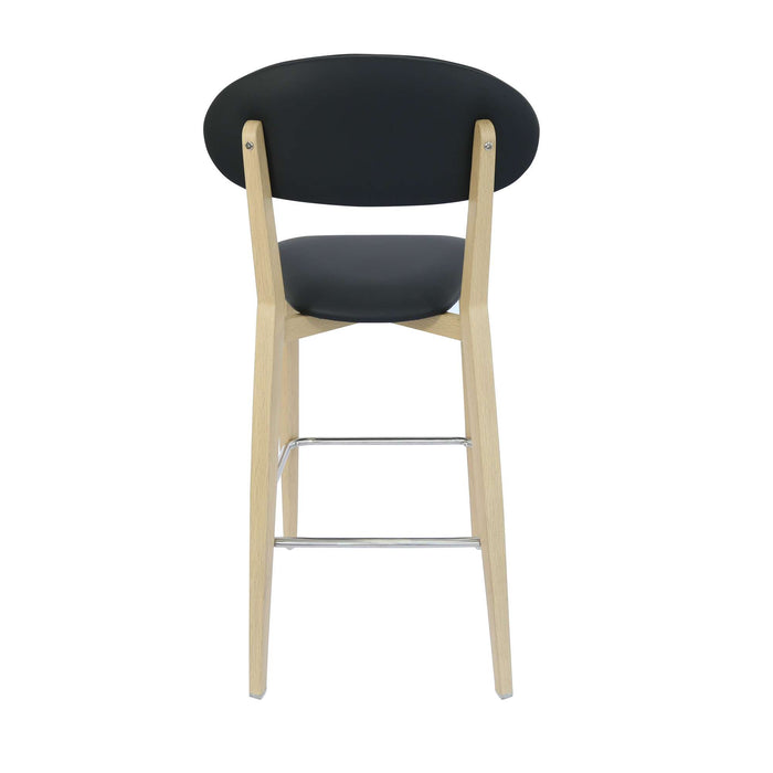 Durafurn Atlanta Barstool - Narrow Backrest - Oak Frame/Black Vinyl Seat & Backrest