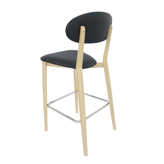 Durafurn Atlanta Barstool - Narrow Backrest - Oak Frame/Black Vinyl Seat & Backrest