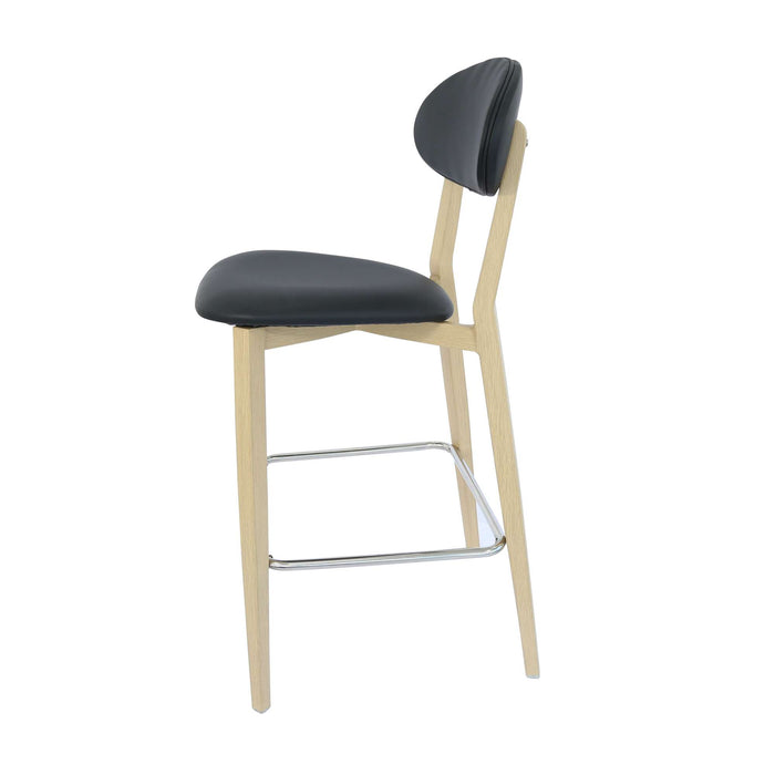 Durafurn Atlanta Barstool - Narrow Backrest - Oak Frame/Black Vinyl Seat & Backrest