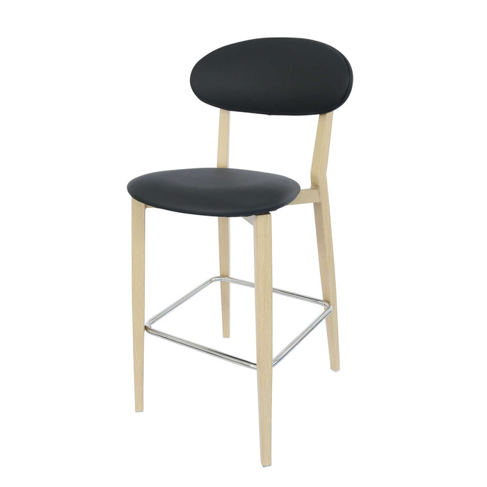 Durafurn Atlanta Barstool - Narrow Backrest - Oak Frame/Black Vinyl Seat & Backrest