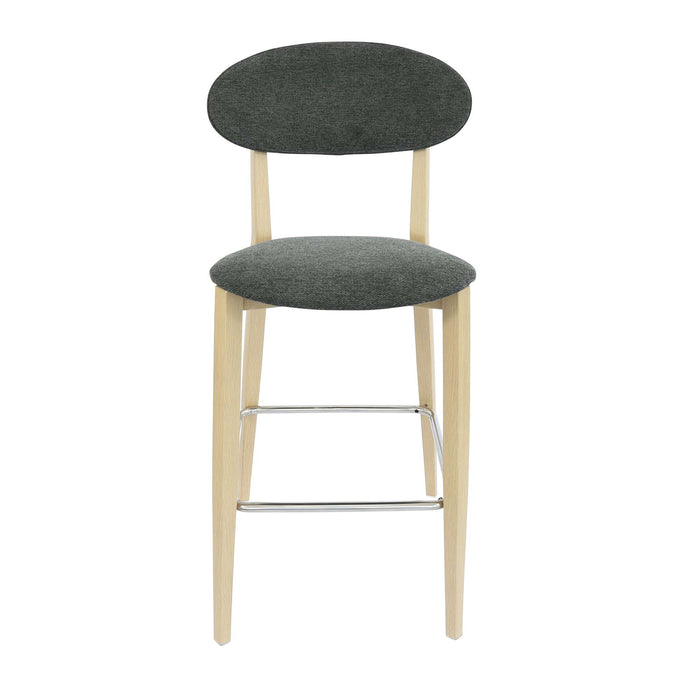 Durafurn Atlanta Barstool - Narrow Backrest - Oak Frame/Dark Grey Fabric Seat & Backrest