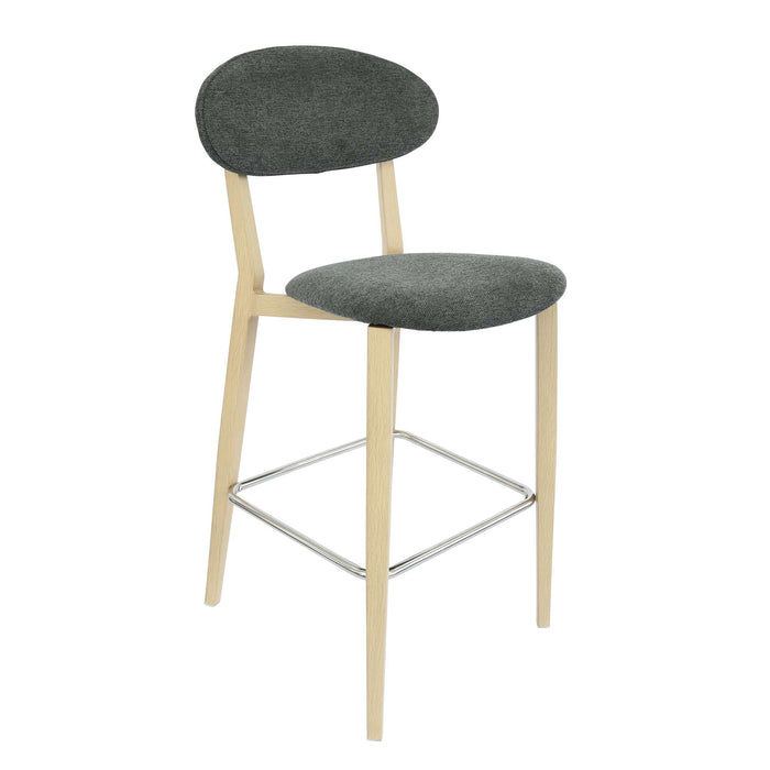 Durafurn Atlanta Barstool - Narrow Backrest - Oak Frame/Dark Grey Fabric Seat & Backrest